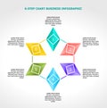 6-Step business or corporate infographic chart with gem-inspired motif