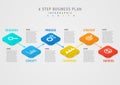 6 step business planning infographic to success Isometric multicolored squares .