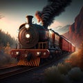 Journey of Elegance: Vintage Train Illustration on Timeless Tracks