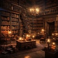 Enchanting Library Scene with Antique Books Royalty Free Stock Photo