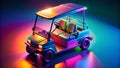 Night Golfing An Isometric View of a Brightly Lit Golf Cart in a LowLight Evening Setting Experience the Royalty Free Stock Photo