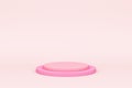 Step circle podium. Pink pastel kids or girl theme cute on soft pink background. Display stand luxury elegant counter brand.