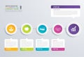5 step circle timeline infographic options template with paper s