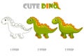 Step by step coloring or improvement of a cute dino.