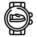 Step counter watch icon outline vector. Jogging activity records