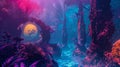 Step into a dreamlike realm of computergenerated landscapes with these colorful backdrop