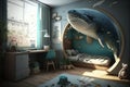 Childrens room with a shark inside