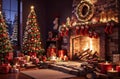 Festive Ambiance: Christmas Tree, Background, and Chimney Magic