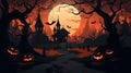 Playful Flat Vector Halloween Background Spooky and Whimsical Design