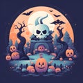 Flat Vector Design Halloween Spooky and Playful Illustration