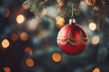 Decorations are Mounted on the Christmas Tree Royalty Free Stock Photo