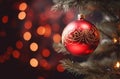 Decorations are Mounted on the Christmas Tree Royalty Free Stock Photo