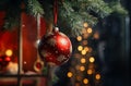 Decorations are Mounted on the Christmas Tree Royalty Free Stock Photo