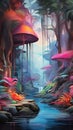 Enchanting Nocturnal Rainforest A Mesmerizing Watercolor Tapestry of Stygian Neon Jungle