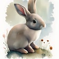 Nordic Hare - Watercolor Painting of a Rabbit in Scandinavian Style