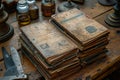 Timeless Treasures: Exploring the Charm of Old Leather Bound Books Royalty Free Stock Photo