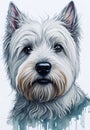 Pure Innocence: A Captivating Watercolor Portrait of a Young West Highland White Terrier