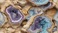 Enchanted Limestone Geode: Hollow Crystal Delight. AI generate