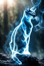 Misty vapors take the form of cat ghostly afterlife projection