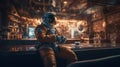 Solitude Among the Stars: An Astronaut\'s Reflections in a Dark, Smoky Bar Royalty Free Stock Photo