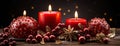Elegant Xmas banner with beautiful red and gold candles