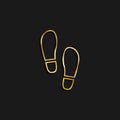 Step, foot gold icon. Vector illustration of golden particle background