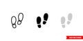 Step footprint icon of 3 types color, black and white, outline. Isolated vector sign symbol