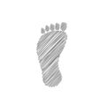 Human trail grey sketch vector icon. Step footprints paths