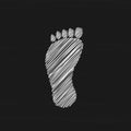 Human trail white sketch vector icon. Step footprints paths