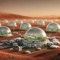 Red Planet Metropolis: AI Crafted Futuristic Dome City on Mars Royalty Free Stock Photo