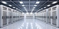 FutureProof Data Center A Pristine White Server Room Showcases Sleek Rack Technology and Minimalist Design for Optimal
