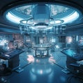 Futuristic Medical Operating Room with Orchestra of Surgical Instruments