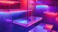 Step into the future with our Futuristic Flare theme podium where floating glass shelves and bold neon accents create a