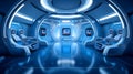 Futuristic Space Shuttle Cabin with Sleek Blue Interior Design