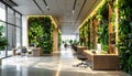 Modern EcoOffice with Vertical Garden Walls Royalty Free Stock Photo