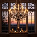 Intricate Chandelier Made of Flickering Candles Illuminate Grand Ballroom
