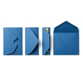 Step-by-step guide to folding blue envelopes Royalty Free Stock Photo