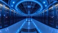 Futuristic Blue Data Center Server Room Royalty Free Stock Photo