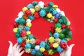 Step 6 - How to make a Christmas wreath from pinecones, cardboard, and a glue gun. New Year`s decor. Creative crafts. Do it yourse