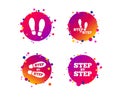 Step icons. Footprint shoes symbols. Vector