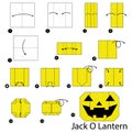 Step by step instructions how to make origami A Jack O` Lantern