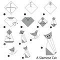 Step by step instructions how to make origami A Siamese Cat