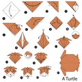 Step by step instructions how to make origami A Turtle