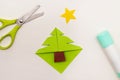 Step-by-step instructions for making Christmas Tree Corner Bookmarks. DIY. Creative origami ideas for kids. Top view