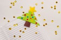 Step-by-step instructions for making Christmas Tree Corner Bookmarks. DIY. Creative origami ideas for kids. Top view