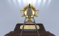 Step ladder leading to the big award cup. Hard way to success. Conceptual creative illustration with copy space. 3D rendering Royalty Free Stock Photo