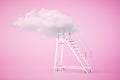 Step ladder leading to clouds . Growth, future, development concept. 3d render Royalty Free Stock Photo