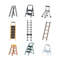 step ladder safety set cartoon vector illustration Royalty Free Stock Photo