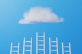 Step ladders leading to fluffy cloud on a blue background