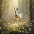 Forest Ballet: Whimsical Animals Posing Amongst Lush Foliage